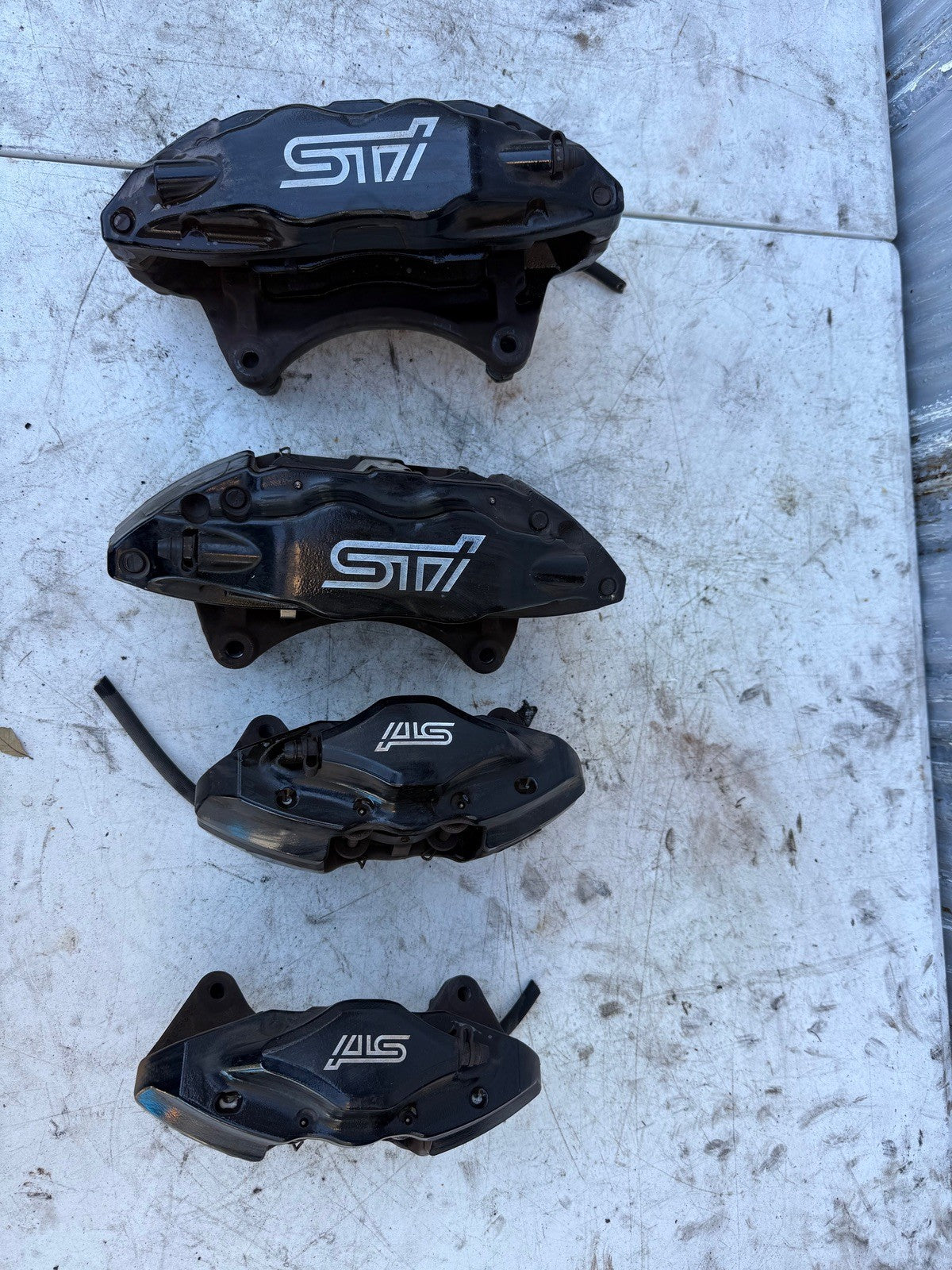 2015-2017 Subaru WRX STI Brake Calipers Front and Rear Black