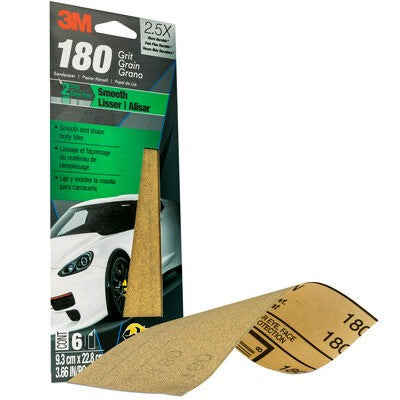 3M SANDPAPER AUTOPAK SHTS FINE 6/PAK 180 GRIT