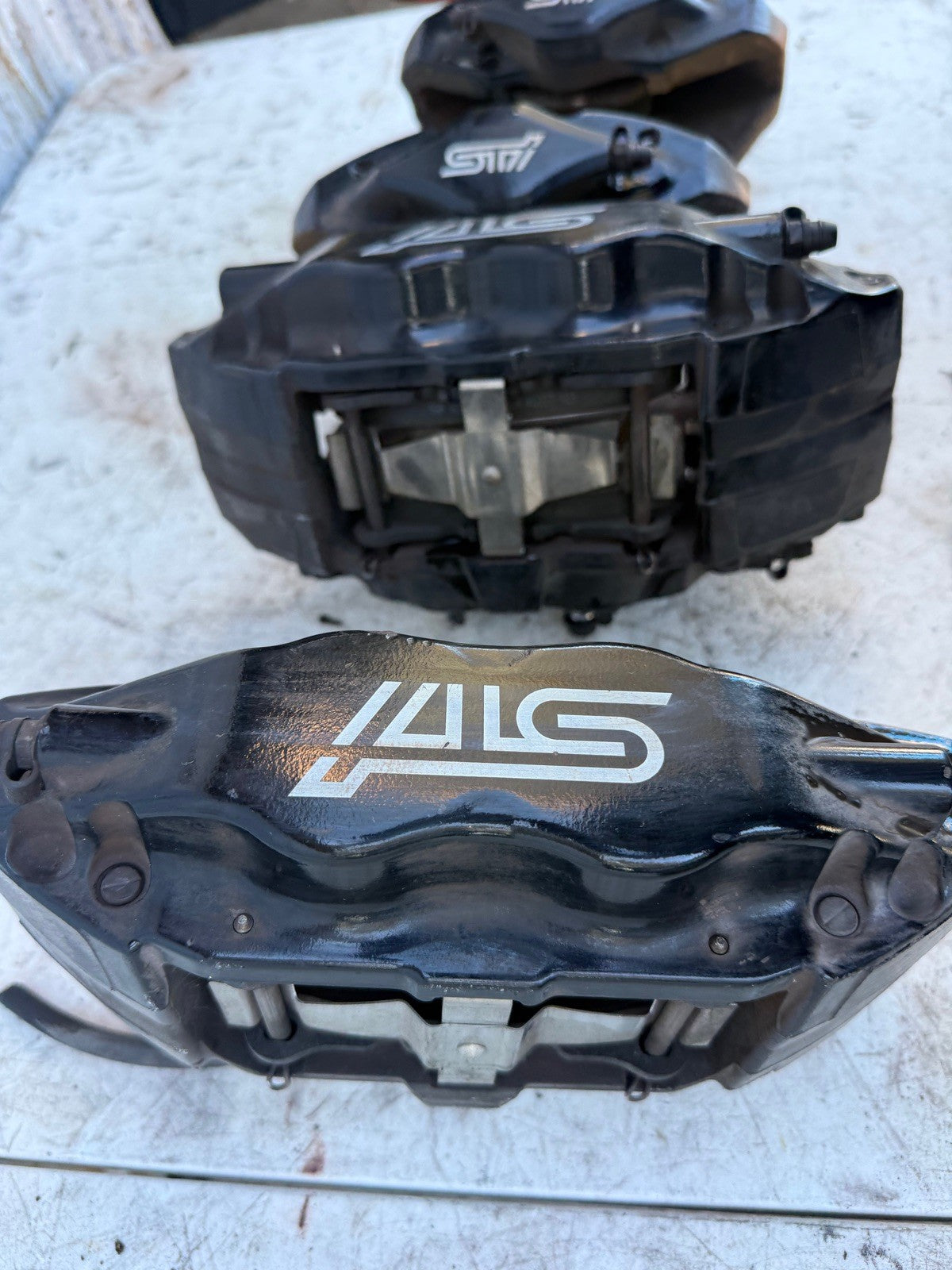 2015-2017 Subaru WRX STI Brake Calipers Front and Rear Black