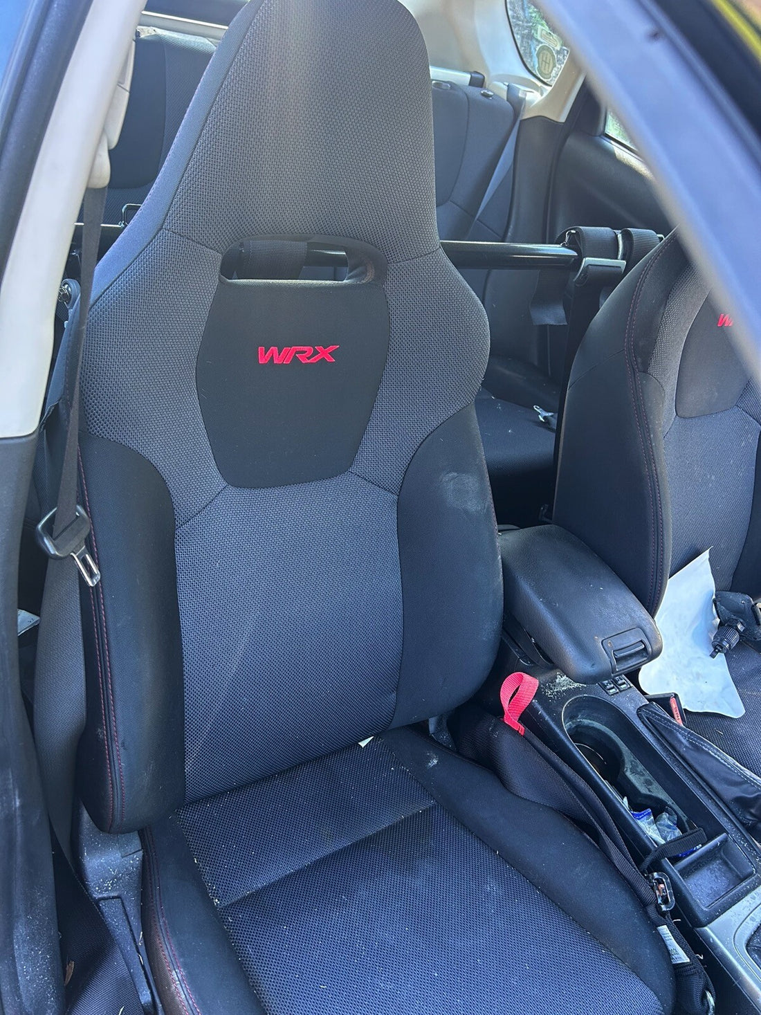 09-14 Subaru WRX Front Seats Left and Right  Red Stitching Cloth