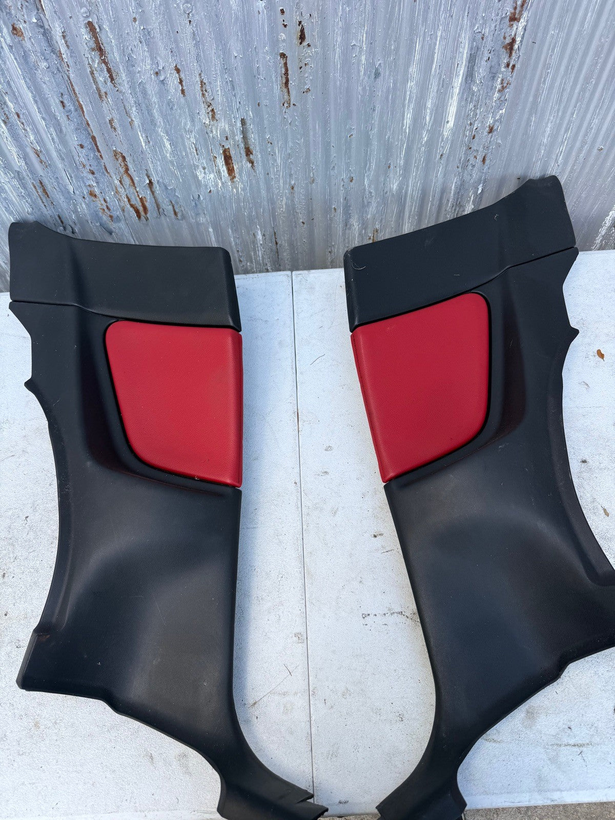 04-08 MAZDA RX8 SET OF 2 REAR L& R INTERIOR LOWER QUARTER TRIM OEM RED BLACK