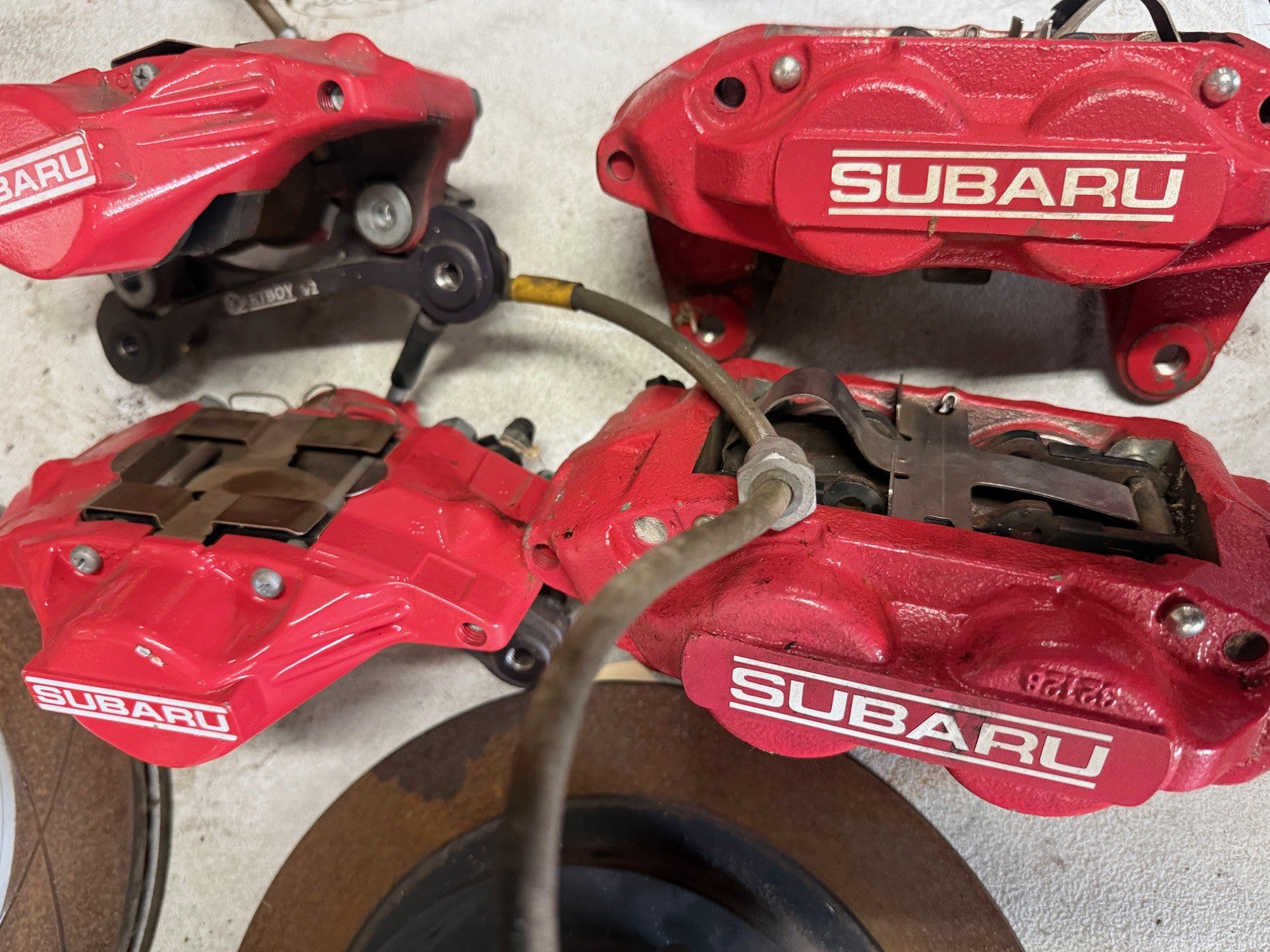 Subaru WRX TR Front and Rear Brake Calipers 4 pot 2 pot STI