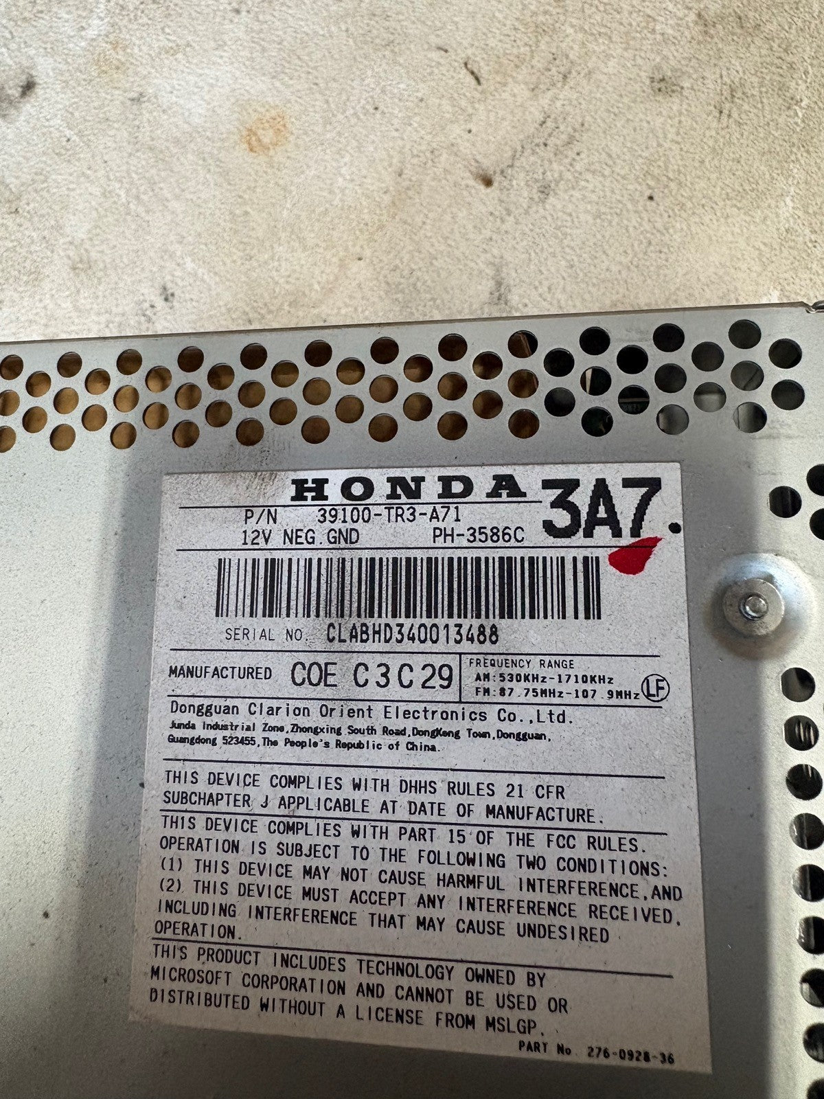 2012-2015 Honda Civic SI Radio AM FM Reciever CD Premium Audio OEM 